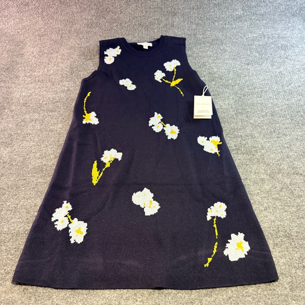 The Kooples Black Dress with White and Yellow Floral Design